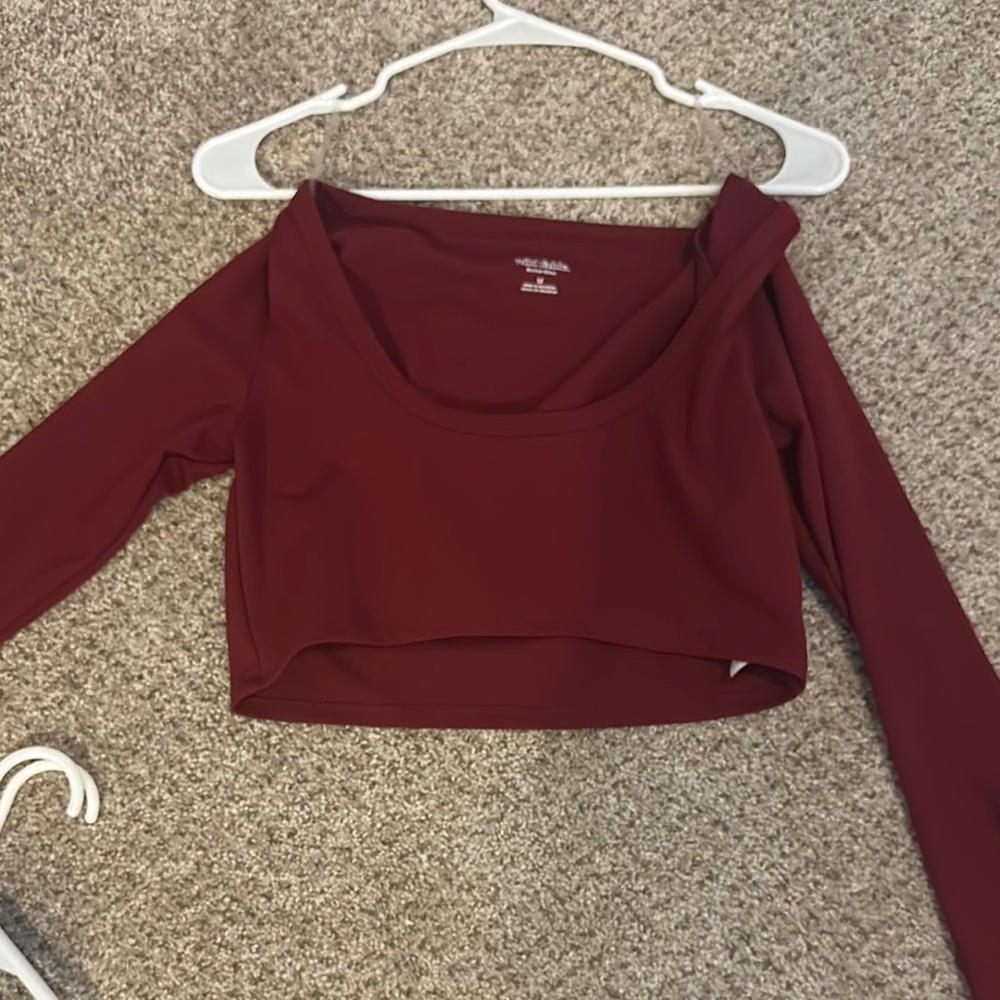 TARGET Women's Burgundy Long Sleeve Crop Top